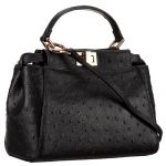 Fendi Peekaboo Mini Ostrich Leather Black Bag