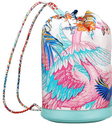 Hermes Soie-Cool Backpack Light Blue Leather Trim 18927518