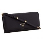 Prada Continental Wallet with Strap Black