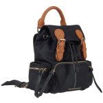 Burberry Medium Backpack Black Nylon Tan Leather Trim 18927044