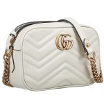 Gucci GG Marmont Matelasse Top Zip  Mini Beige Leather Bag 18927198