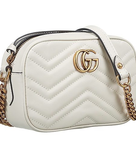 Gucci GG Marmont Matelasse Top Zip  Mini Beige Leather Bag 18927198