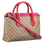 Gucci Blooms Supreme Canvas Tote Red & Fuchsia