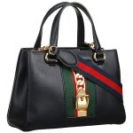 Gucci Sylvie Leather Top Handle Bag Black 18927514