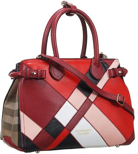 Burberry Banner Patchwork Color Block Leather Dark Red 18927416