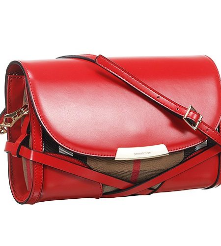 Burberry Bridle House Check And Red Leather Crossbody Bag  18927420