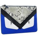 Fendi Bag Bugs Blue And Elaphe Leather Flat Pouch 18927337