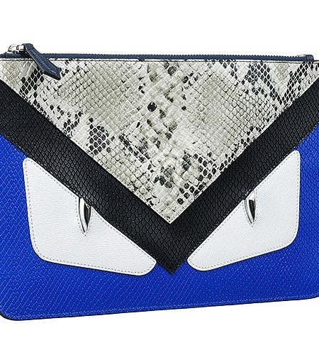 Fendi Bag Bugs Blue And Elaphe Leather Flat Pouch 18927337
