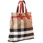 Burberry Medium Canvas Check Tote Bag Red 607802