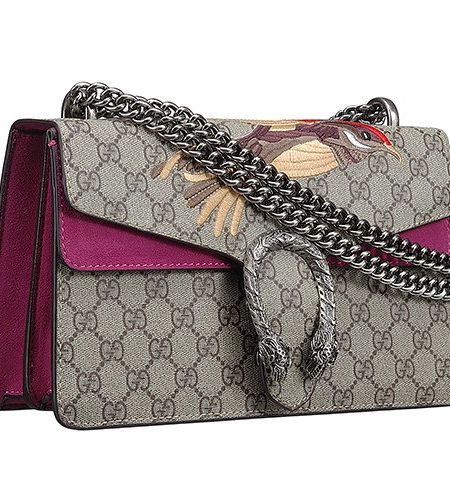Gucci Dionysus GG Supreme Canvas Bird Detail And Purple Suede Trim 18927104