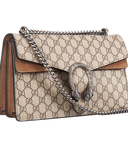 Gucci Dionysus GG Supreme Canvas And Taupe Suede Trim Small Bag 18926789