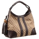 Gucci Medium Woven Tassels Brown Leather Trim Guccissima Hobo 607326