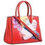 Prada Top Handle Satchel Collage Print Red Bag Medium 18927263