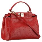 Fendi Peekaboo Mini Ostrich Leather Red Bag