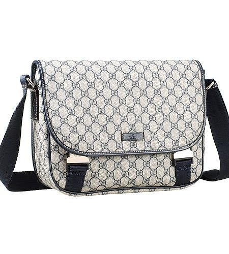 Gucci Monogram Canvas Messenger Bag Navy