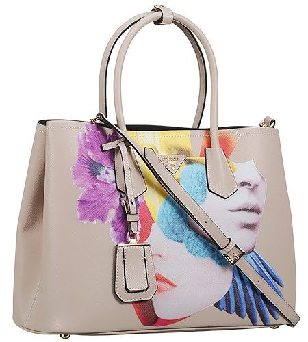 Prada Saffiano Double Tote Collage Print Light Pink Bag 18927289