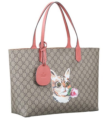 Gucci GG Supreme Tote With Cat Print And Pink Trim 18927184