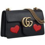 Gucci GG Marmont Chain Shoulder Strap Black And Red Hearts Bag 18927192
