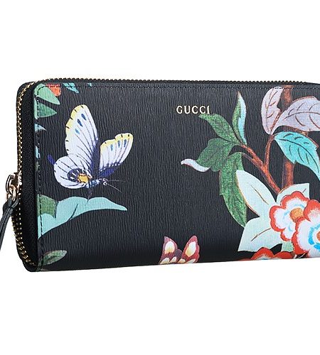Gucci Tian Black Leather Zip Around Wallet  18927127