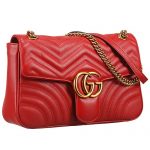 Gucci GG Marmont Matelasse Shoulder Red Leather  Bag 18927203