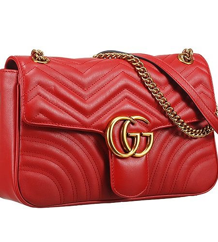 Gucci GG Marmont Matelasse Shoulder Red Leather  Bag 18927203