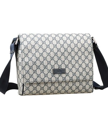 Gucci Monogram Canvas Messenger Flap Bag Navy