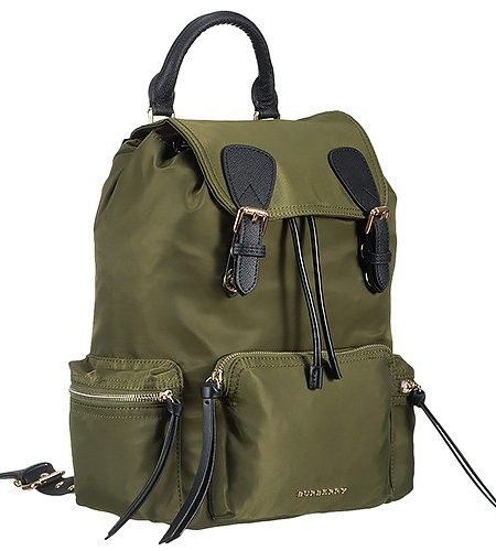 Burberry Large Backpack Green Nylon Black Leather Trim 18927039