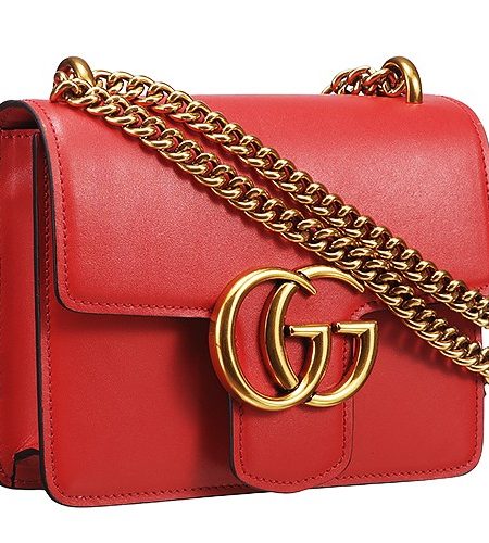 Gucci GG Marmont Red Leather Small Shoulder Bag 18927116
