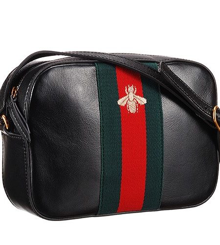 Gucci Bee Detail Black Leather Bag