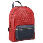 Gucci Soho Chain Strap Hibiscus Red And Blue Leather Backpack 18927190