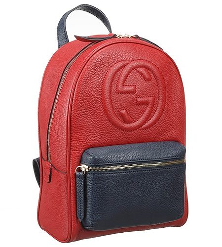 Gucci Soho Chain Strap Hibiscus Red And Blue Leather Backpack 18927190