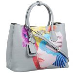 Prada Saffiano Soft Double Collage Print Grey Bag 18927282