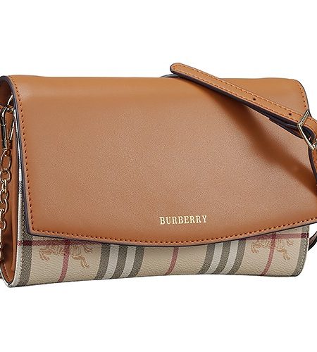 Burberry House Check And Tan Leather Wallet On Chain 18927033