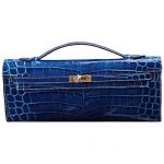 Hermes Kelly Longue Clutch Crocodile Leather Blue Electric 608167