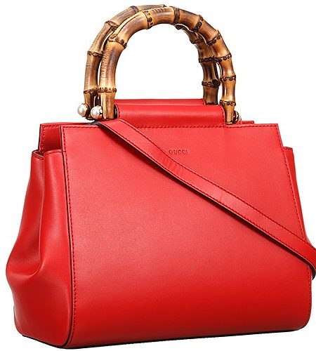 Gucci Nymphaea Leather Top Handle Bag Red 18927511