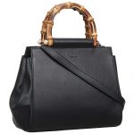 Gucci Nymphaea Leather Top Handle Bag Black 18927509