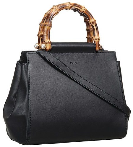 Gucci Nymphaea Leather Top Handle Bag Black 18927509