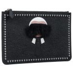 Fendi Karlito Black Leather Flat Pouch 18927330