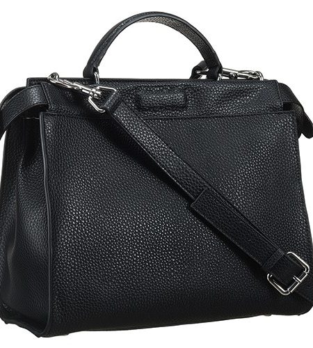 Fendi Peekaboo Selleria Medium Black Leather Tote  18927308