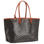 Goyard St Louis Tote Black And Tan Leather Trim