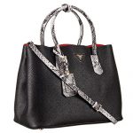 Prada Double Tote Black With Python Handles