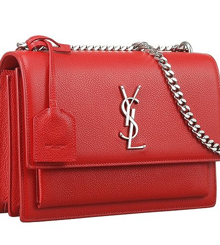 Saint Laurent Sunset Red Leather Medium Bag 18927396
