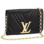 Louis Vuitton Pochette Louise GM Black Leather Gold Chain Strap Bag  18927412