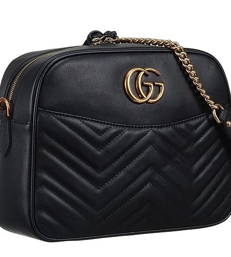 Gucci GG Marmont Matelasse Top Zip  Black Leather Bag 18927204