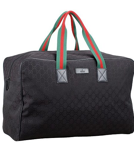 Gucci Large Carry On Duffle Bag in Black Monogram Canvas