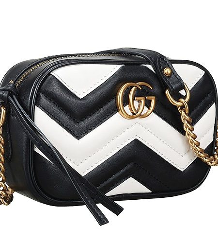 Gucci GG Marmont Matelasse Mini Bag Black And White  18927502
