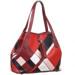Burberry Honeybrook Patchwork Color Block Leather Tote Dark Red 18927414
