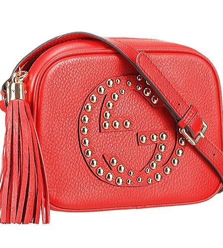 Gucci Soho Disco Studded Leather Bag Red