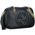 Gucci Medium Soho Black Leather Shoulder Bag with Chain Straps
