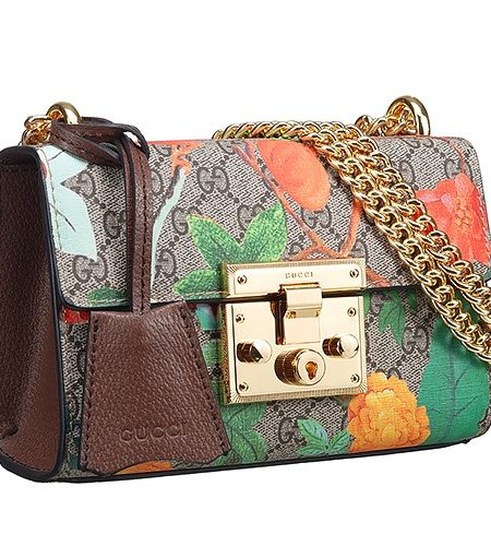 Gucci Tian Padlock Small Shoulder Bag With Brown Leather Trim 18927107